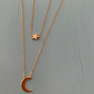 Moon & Star Gold Necklaces { Set of 2}